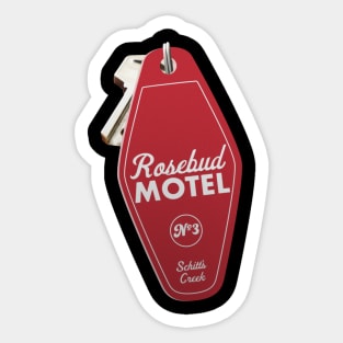 Schitt's Creek Rosebud Motel Key Tag, Retro design in red Sticker